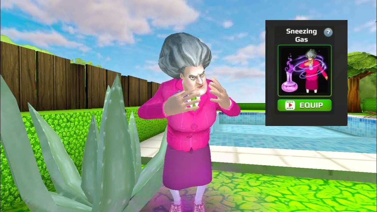 Scary Teacher 3D Version 5.12 | Miss T Sneezing On Her Giant Aloe Vera