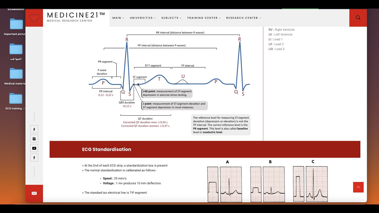 Normal values of ECG and heart rate calculation