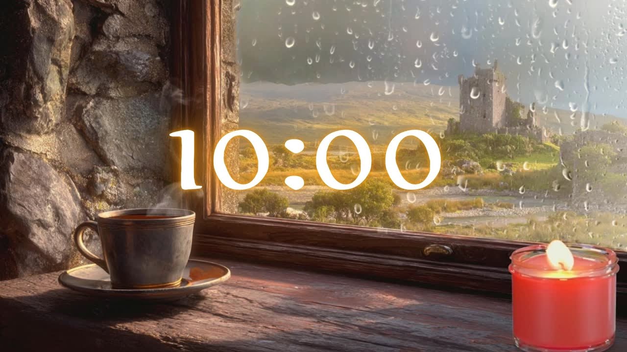 10 Minute Timer Cozy Irish Ambience🍀 10 Minutes of Rain, Coffee & Calm Music