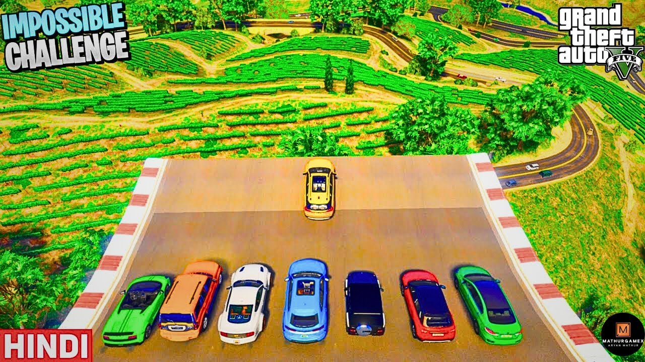 Super Cars Impossible Tea Farm Jump Challenge in GTA 5 | HINDI