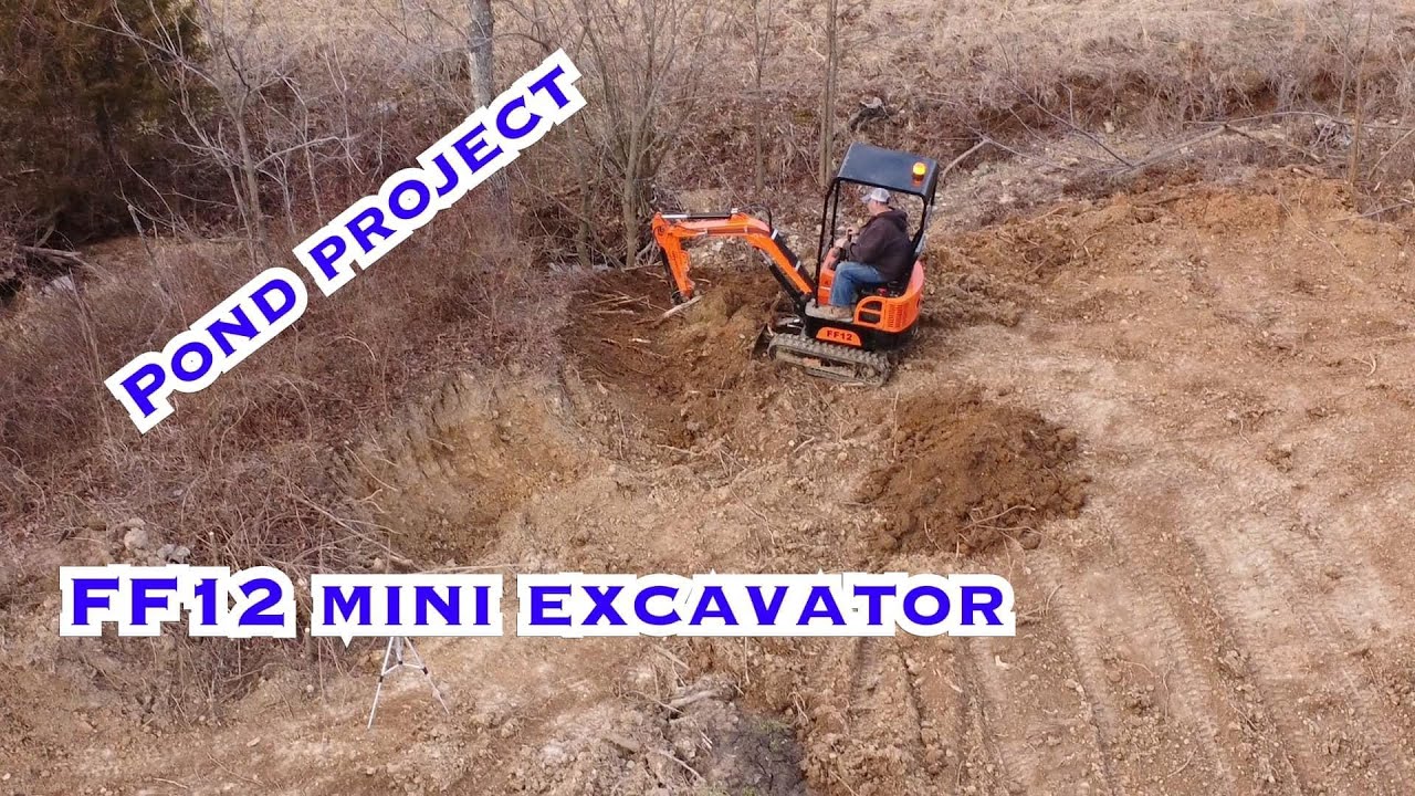 Chinese mini excavator FF12 digging on the pond removal project