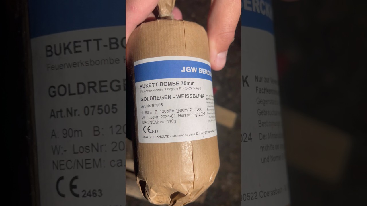 JGW Berckholz 75/3&ldquo; Kugelbombe/Shell Goldregen-Weissblink #fireworks#pyro#feuerwerk#kugelbombe#jgwb