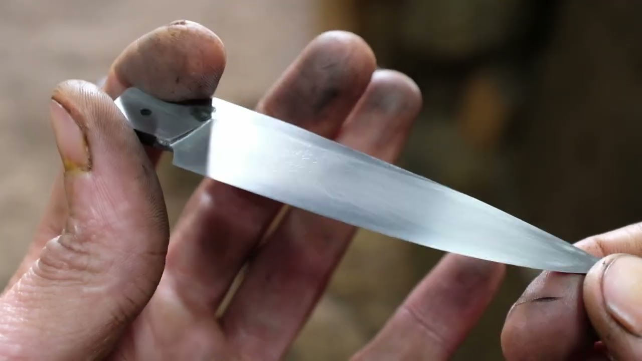 Full Making - Slipjoint knife with Hamon and Ebony handle - Stock Removal Process.