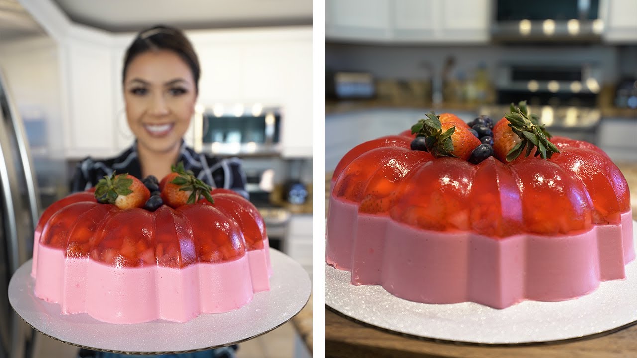 STRAWBERRIES AND CREAM GELATIN | GELATINA FRESAS CON CREMA