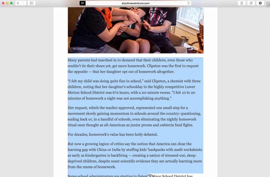 Macbook/iPad Reader View and Read to Me Features