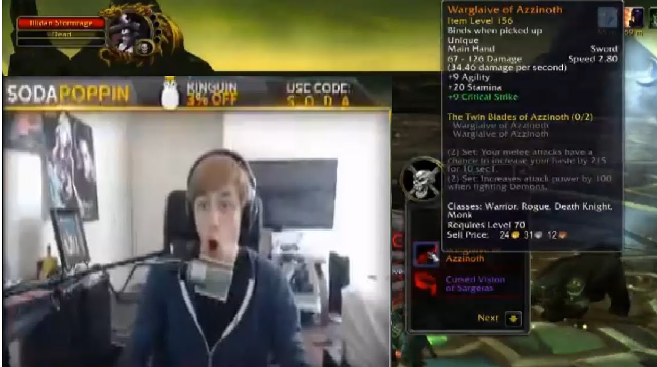 Sodapoppin gets Warglaive of Azzinoth