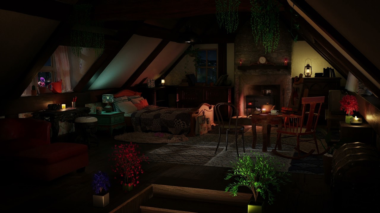 Cozy Attic Ambience - small town sound in the deep night for Sleeping, Reading, Resting, Relaxation.