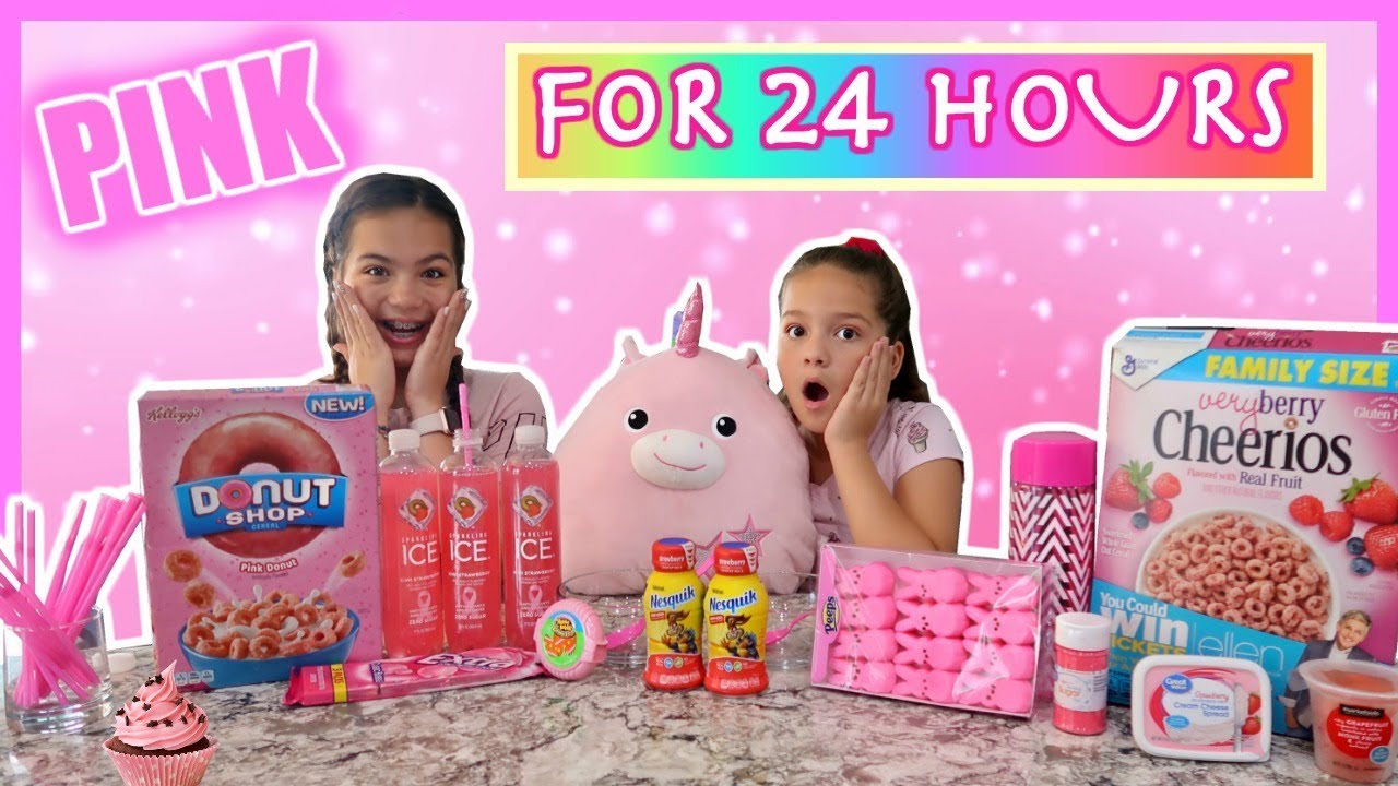 24 HOURS EATING ONLY PINK FOOD CHALLENGE | SISTER FOREVER