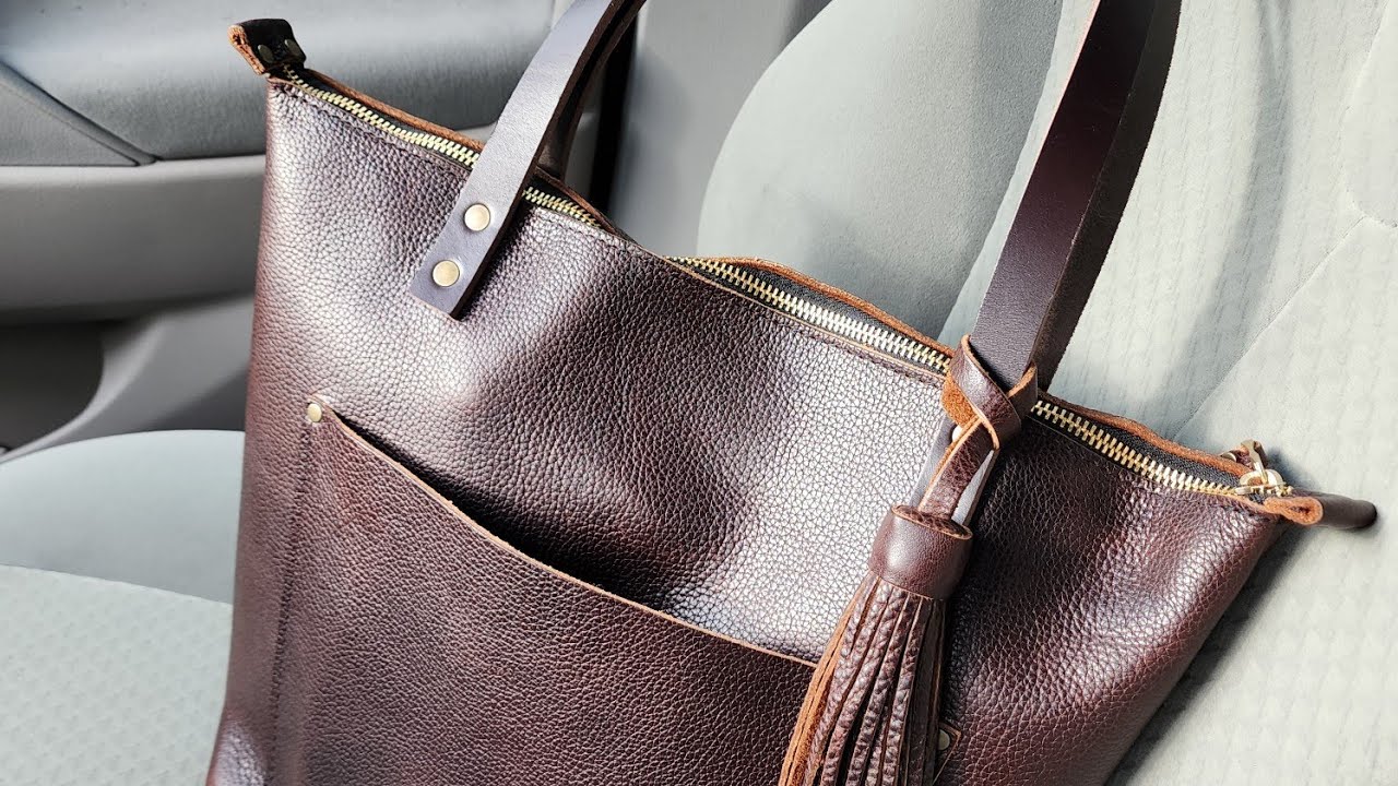 WIMB Portland Leather Leather tote in Medium Zip Coldbrew