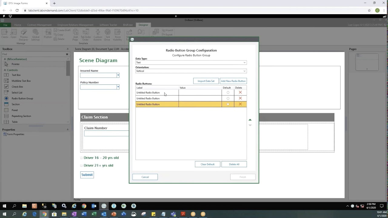 Demo: OnBase Unity Forms Designer