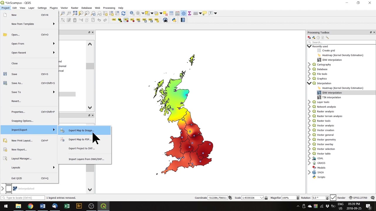 Основы QGIS &mdash; Простейший способ экспортировать карту в виде графического файла.