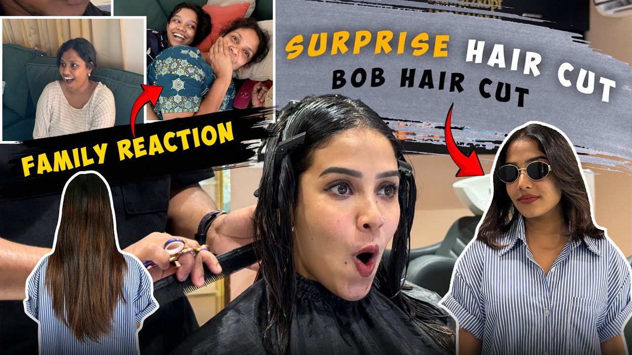 💇‍♀️“Surprise haircut ആണെങ്കിലും, ഞെട്ടിയത് അമ്മ മാത്രമല്ല!” 😆BOB Hair Cut 🫰Family Reaction 