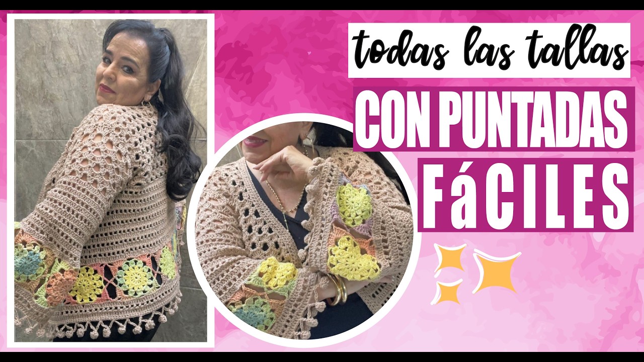Saco con cenefa de granny de colores 🧶✨ Puntada fácil que parece difícil con LAURA CEPEDA