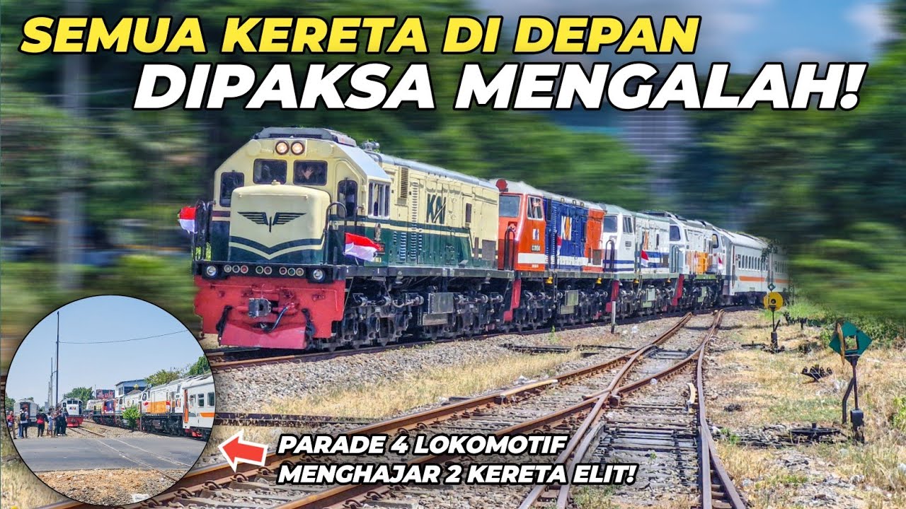 PARADE 4 LOKOMOTIF NGEBUT HAJAR 2 KERETA ELIT!! Aktivitas Kereta Api Tak Biasa Di Stasiun Waru