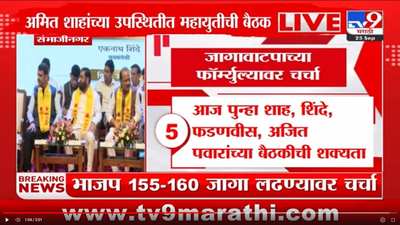 Mahayuti News Update | महायुतीची जागावाटपाबाबत दीड तास चर्चा; जागावाटपाच्या फॉर्म्युल्यावर चर्चा