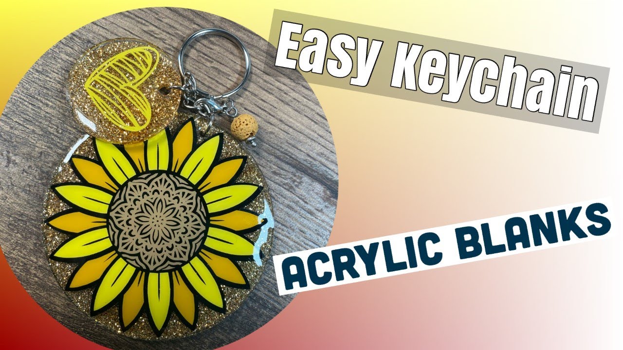 KEYCHAIN | UV RESIN | GLITTER | ACRYLIC BLANK EASY QUICK SUNFLOWER