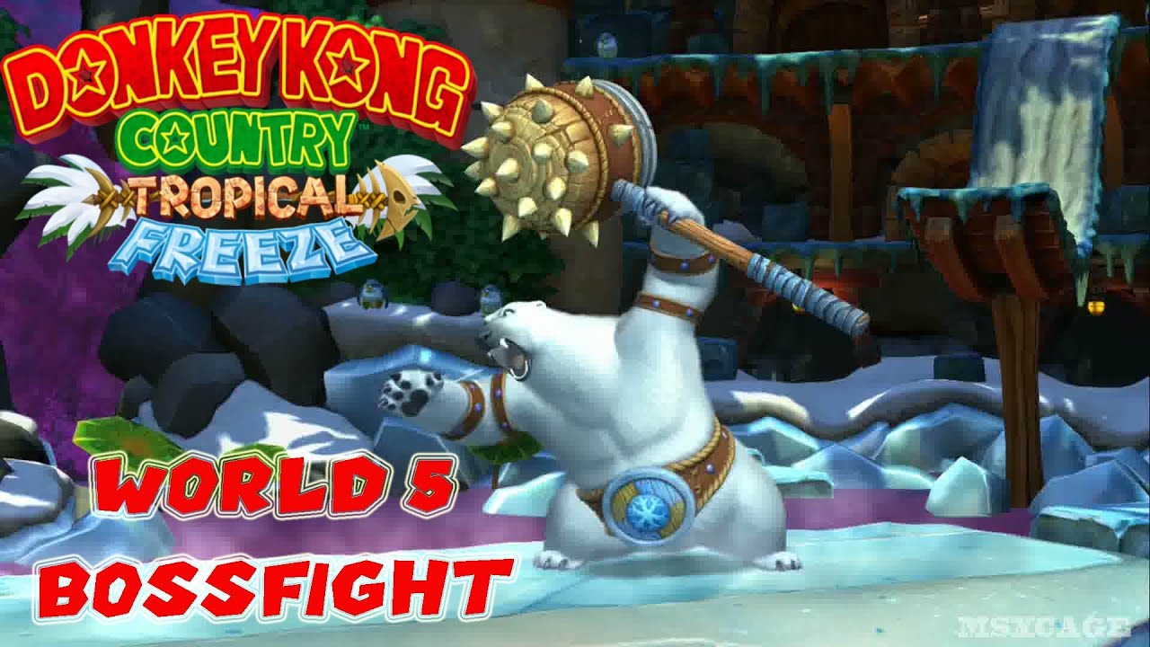Donkey Kong Country: Tropical Freeze - 5. Boss Fight Punch Bowl - Polar Bear Gameplay  Wii U [ HD ]