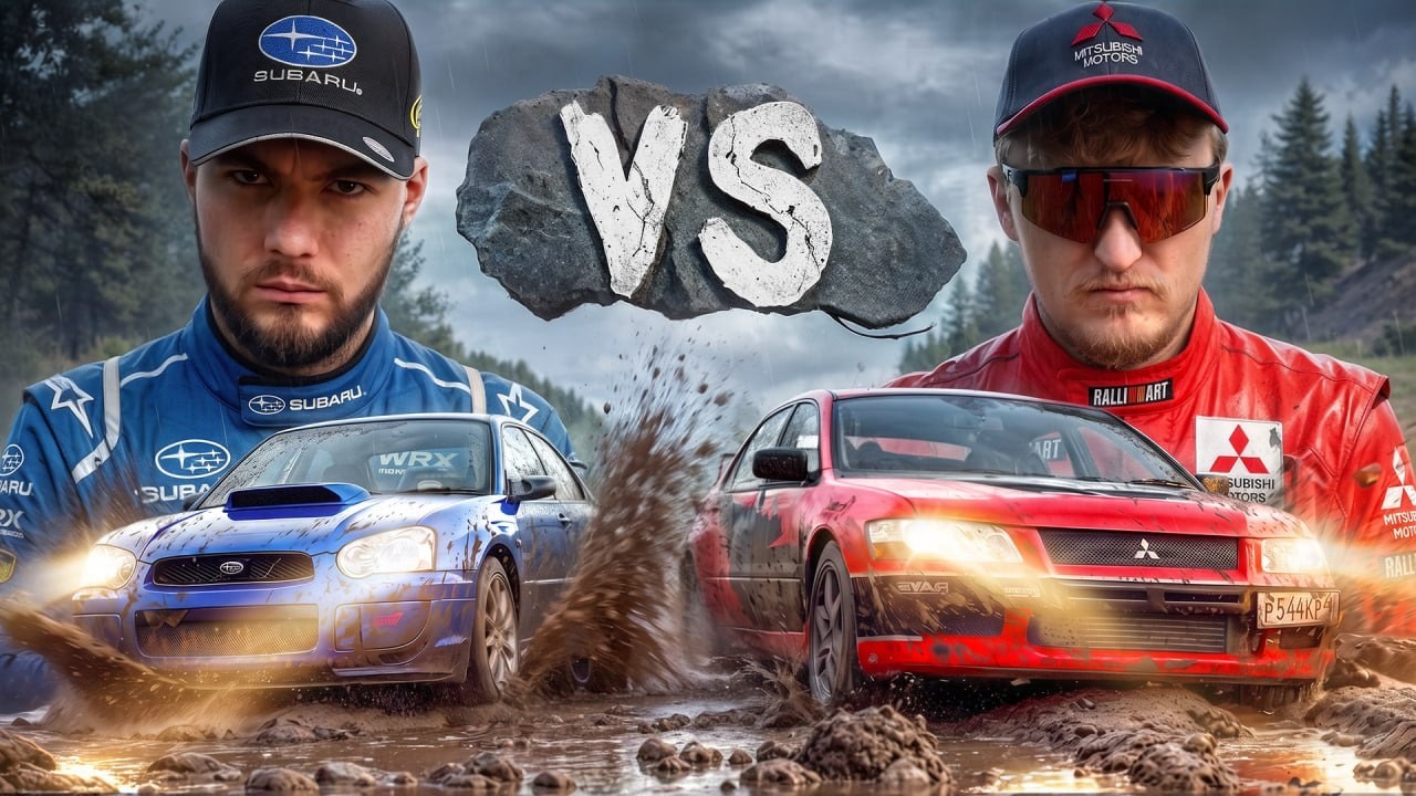 Гонка с НИКИТОСОМ ПО ГРЯЗИ на Mitsubishi Evolution VS SUBARU STI - ЧЕЛЛЕНДЖ С ЗАКРЫТЫМИ ГЛАЗАМИ