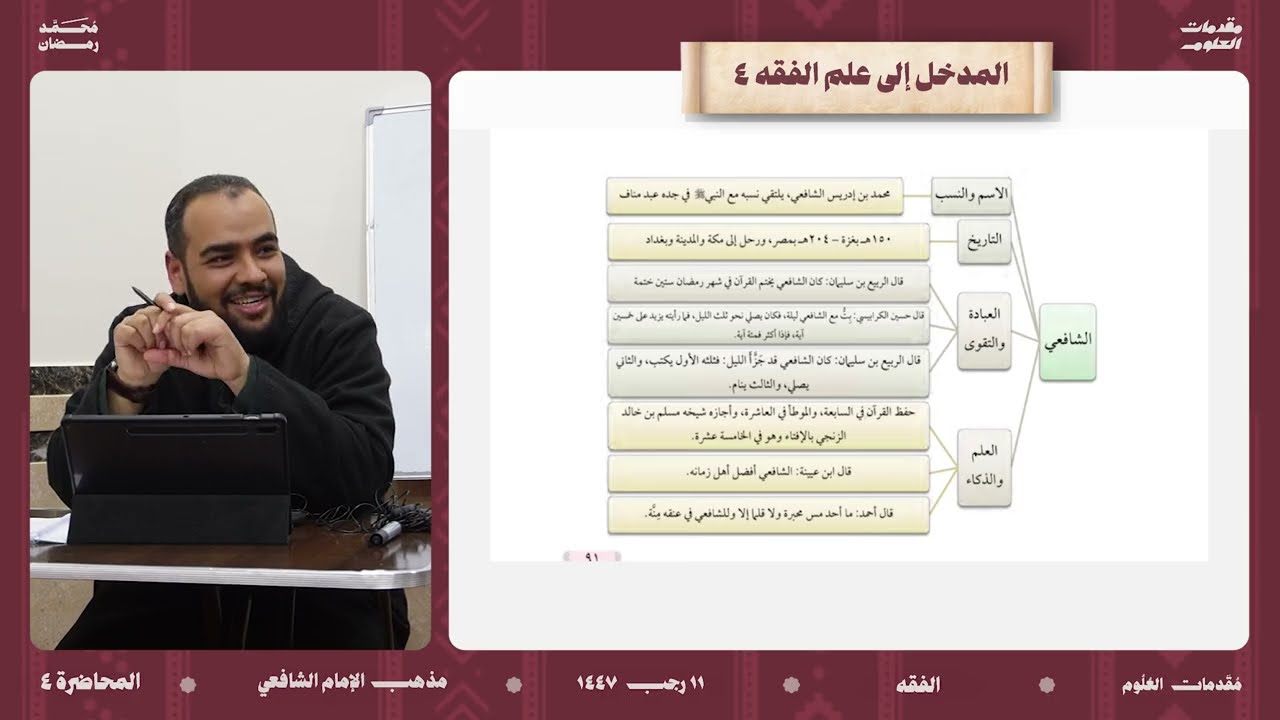 مُقدمات العلوم | المدخل إلى علم الفقه | المذاهب الأربعة: الإمام الشافعي | المحاضرة 04