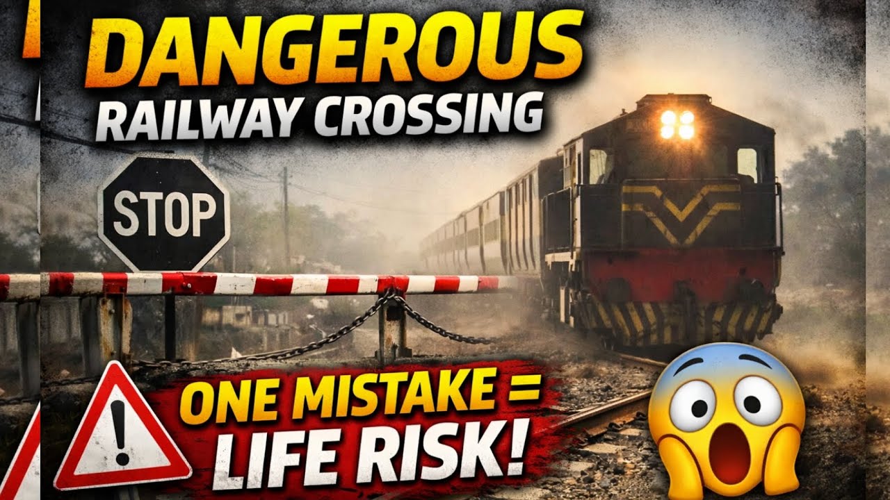 Dangerous Railway Crossing 😱 | Old Locomotive Fast Passing | Pakistan Railways 