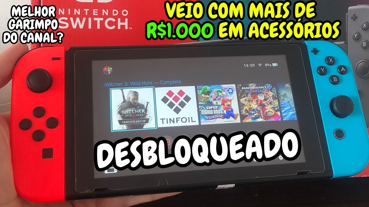 COMPREI um NINTENDO SWITCH DESBLOQUEADO BARATO na OLX CHEIO de ACESSÓRIOS