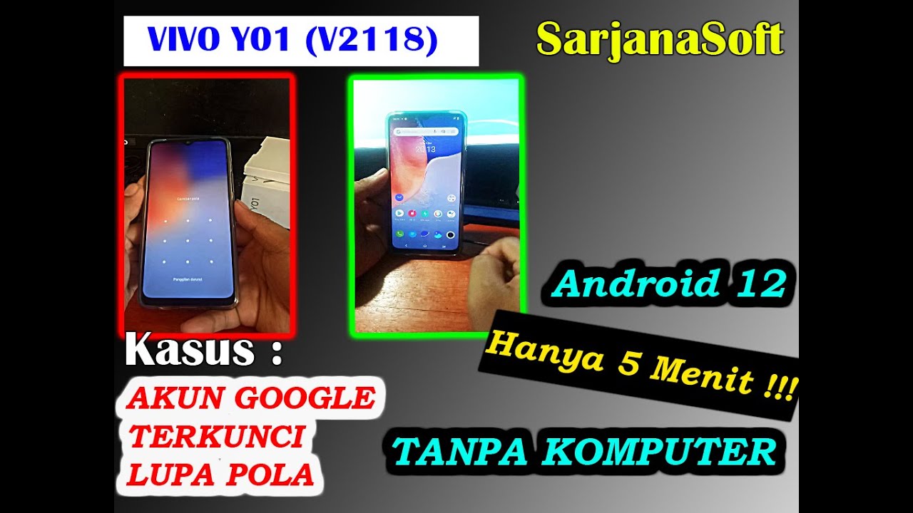 Vivo Y01 Unlock FRP Akun Google & Pola Pattern Android 12 (TANPA PC/NO PC) 2023
