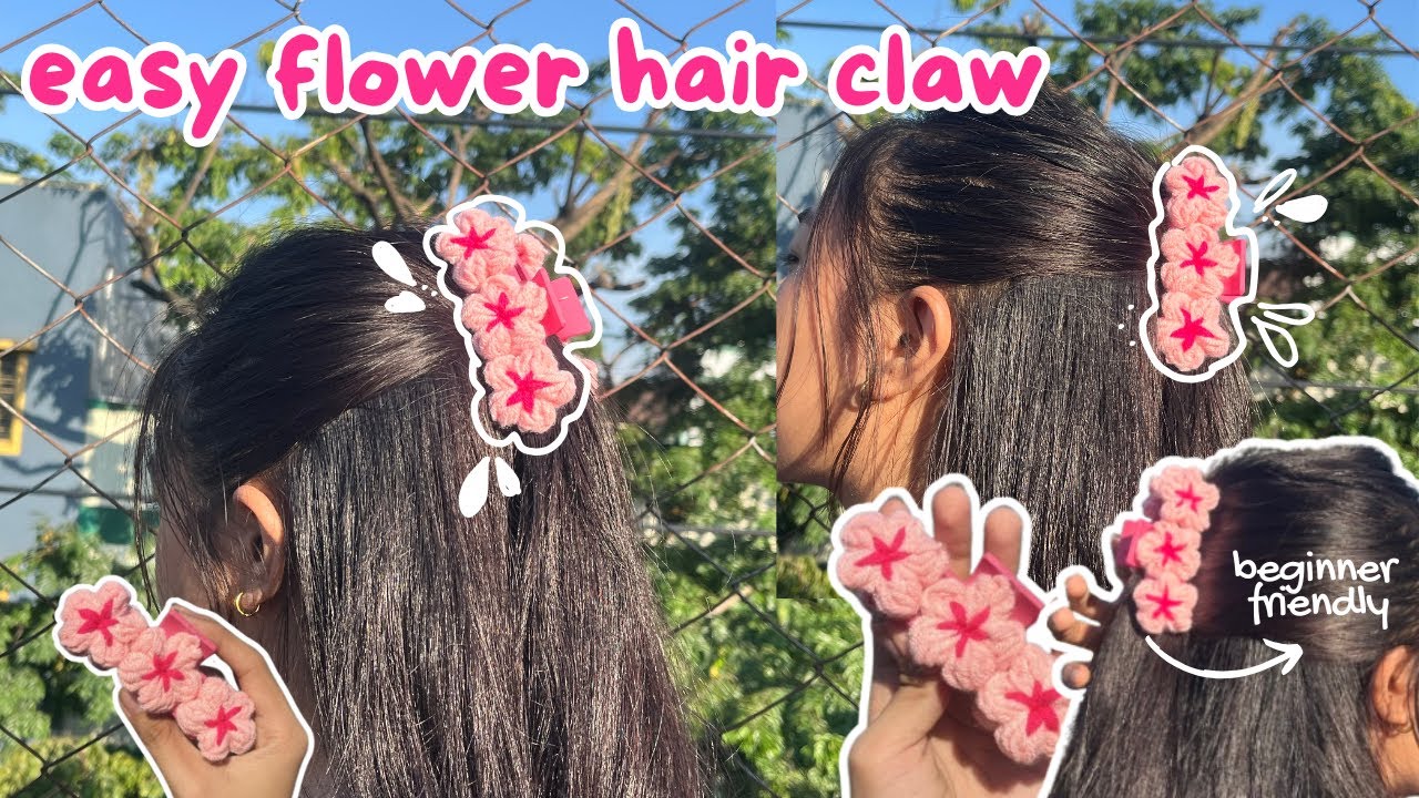 Crochet Flower Hair Claw | Easy Back to School Hair Accessory