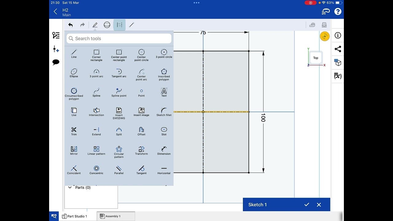 Onshape iPad Tutorial 5 (Rectangle & Mirror Tools)