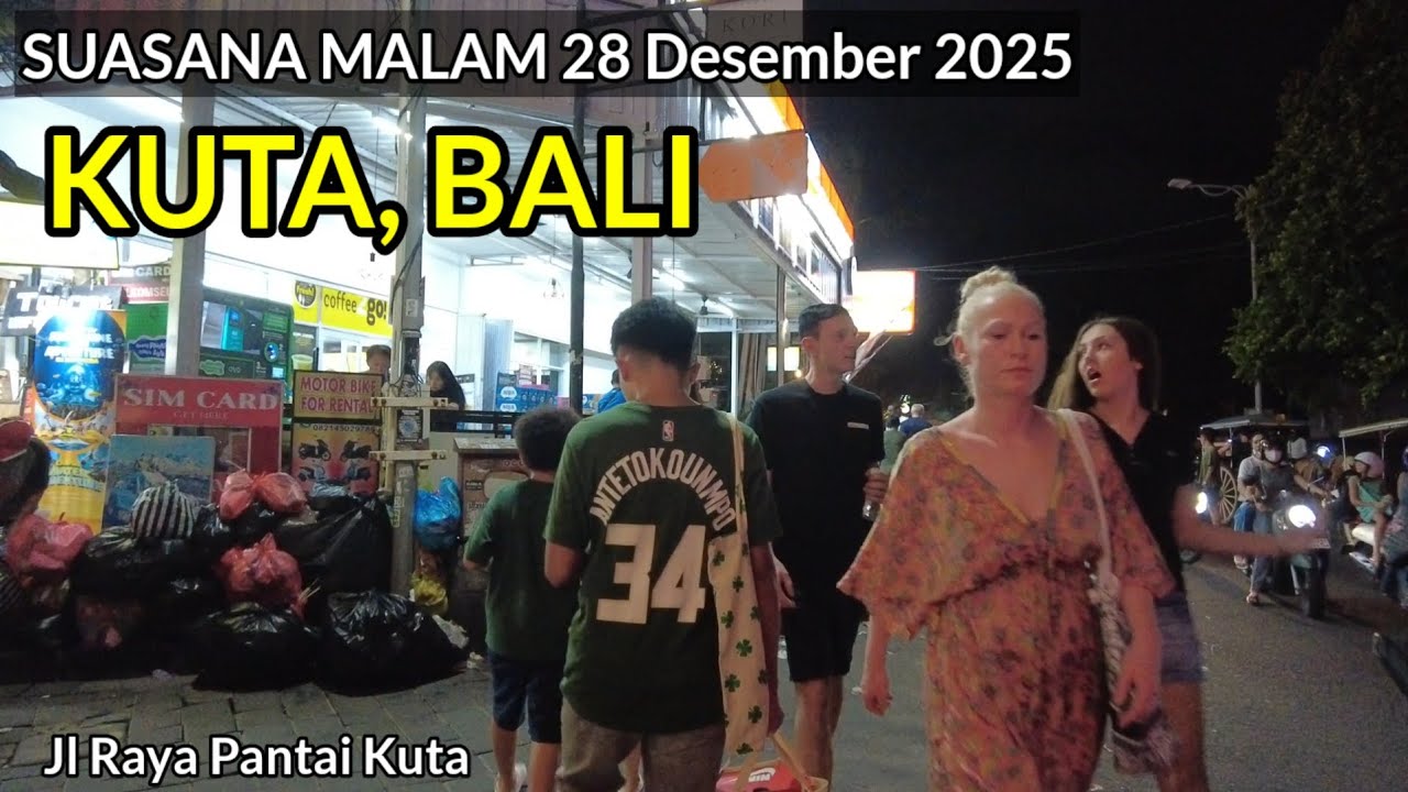 Suasana Malam di Kuta, Bali 28 Desember 2025, Walking tour