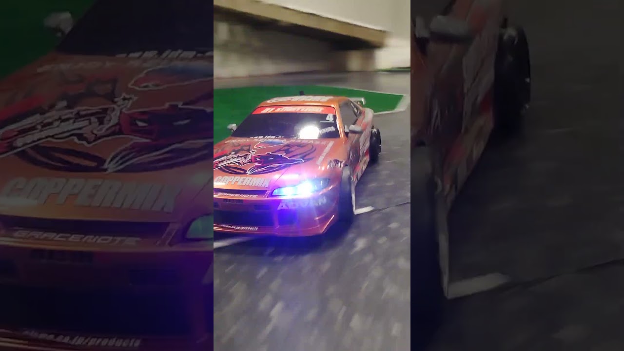 RC drift car Sakura D5 goes around the track