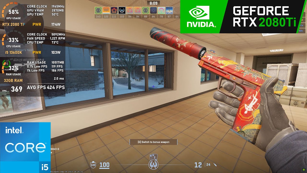 RTX 2080 Ti | Counter-Strike 2 - 1080p Low & Max Graphics