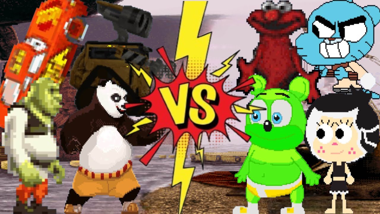 [KOF MUGEN] Po, Shrek, WALL-E & Lightning McQueen vs. Gummibar, Hanazuki, Elmo & Gumball Watterson