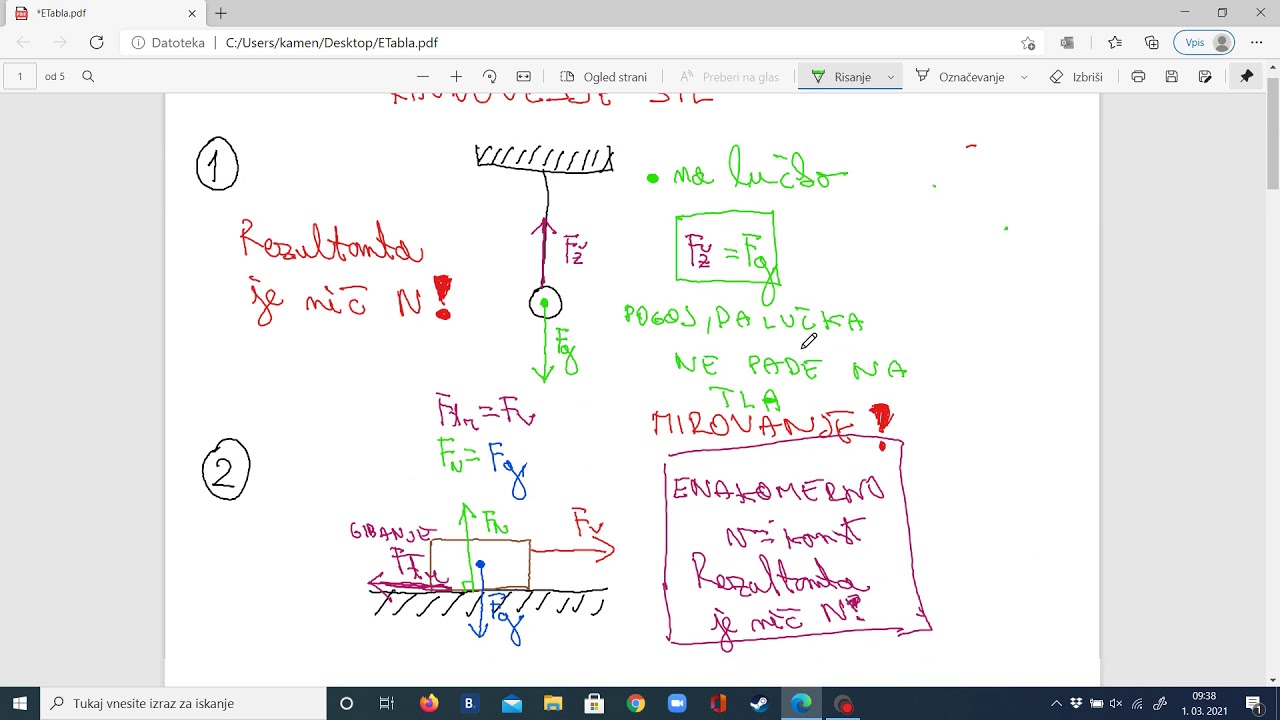 Ravnovesje sil 1  Newtonov zakon