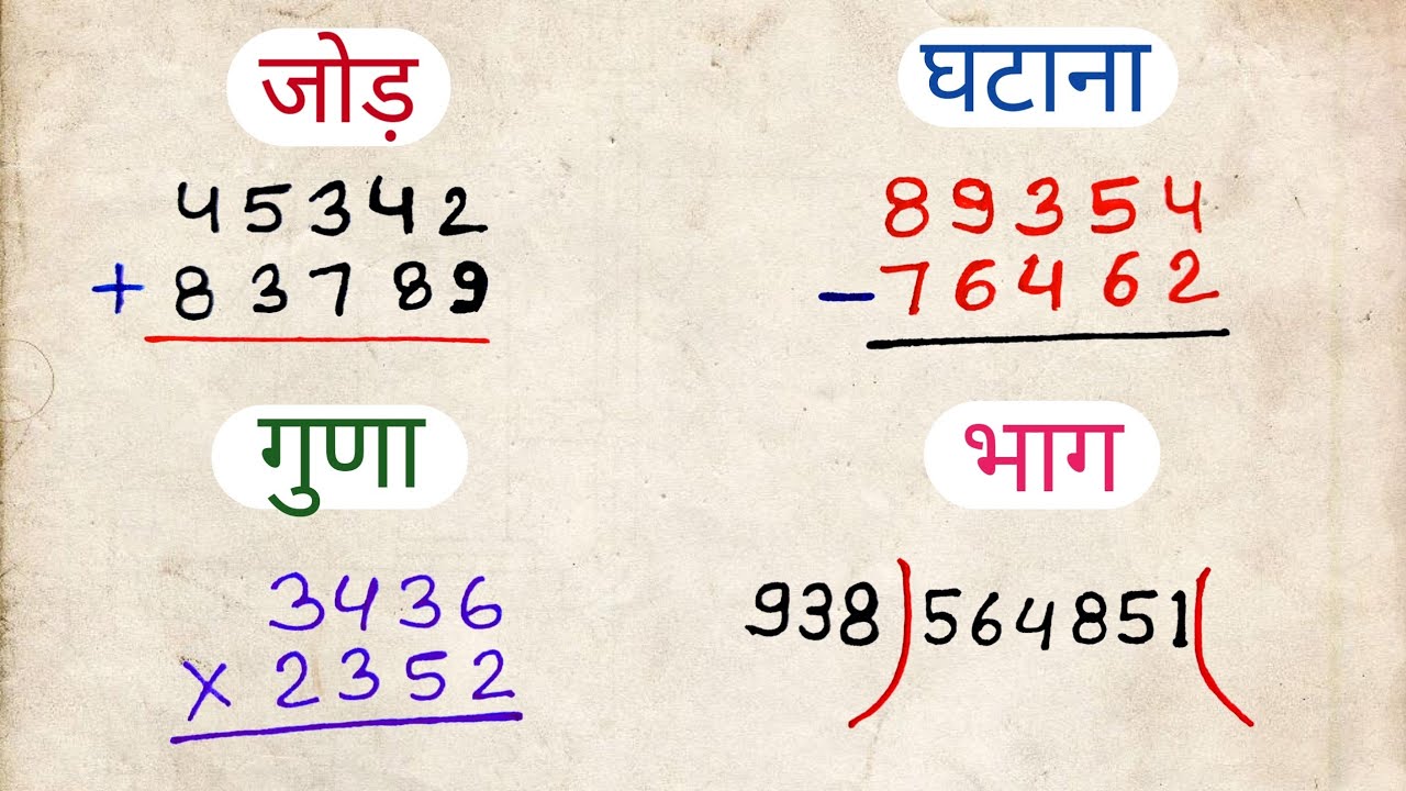 जोड़,घटाव,गुणा,भाग|addition, subtraction, multiplication, division learn in this video #jstopicstudy