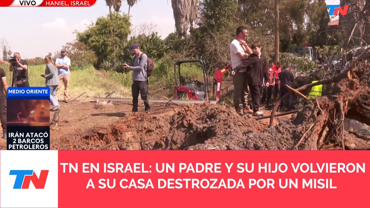 TN EN ISRAEL I Un sobreviviente y su hijo recorrieron los restos de una casa destrozada por un misil