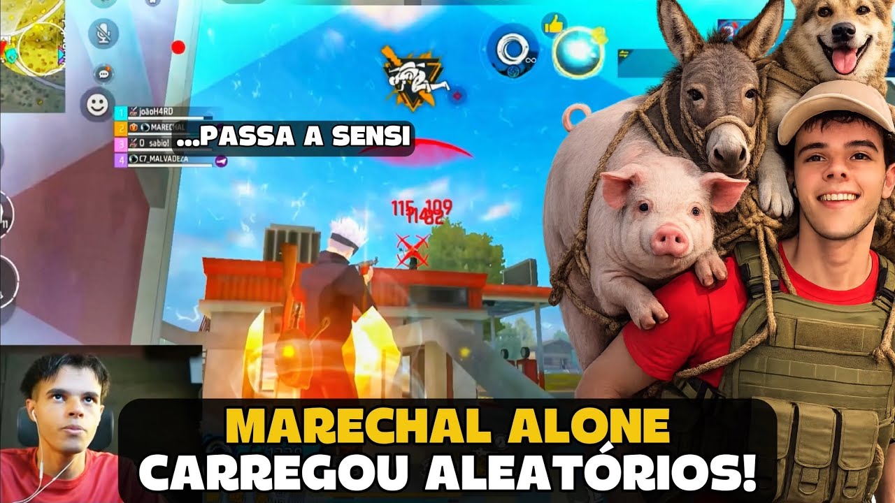 MARECHAL CARREGOU OS ALEATORIOS NA RANK E LIMPOU O MAPA! FREE FIRE - MARECHAL HIGHLIGHTS