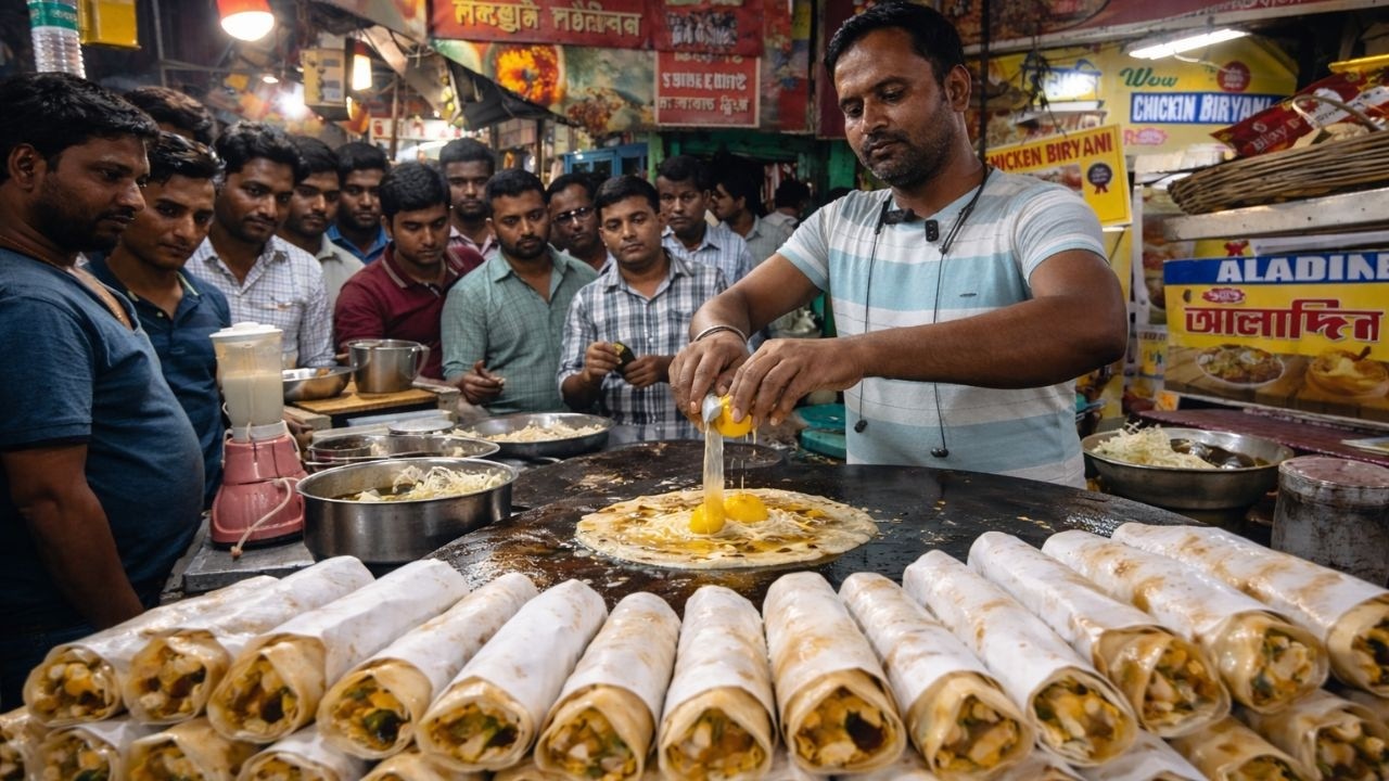 Non-Stop Roll Making at Sealdah Station | 50 Years Old Overbridge Street Food