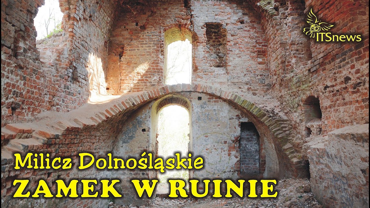 Zamek w ruinie. Milicz woj. Dolnośląskie.