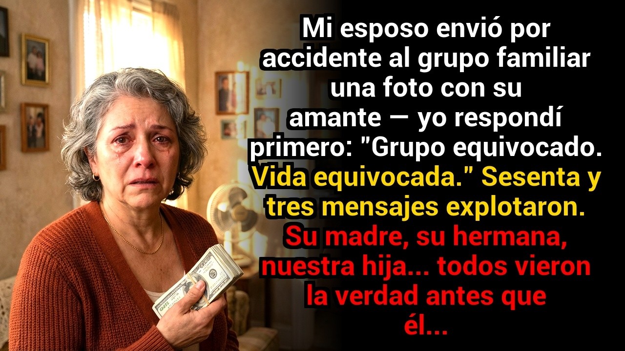 Mi esposo envió por accidente al grupo familiar una foto con su amante — yo respondí primero