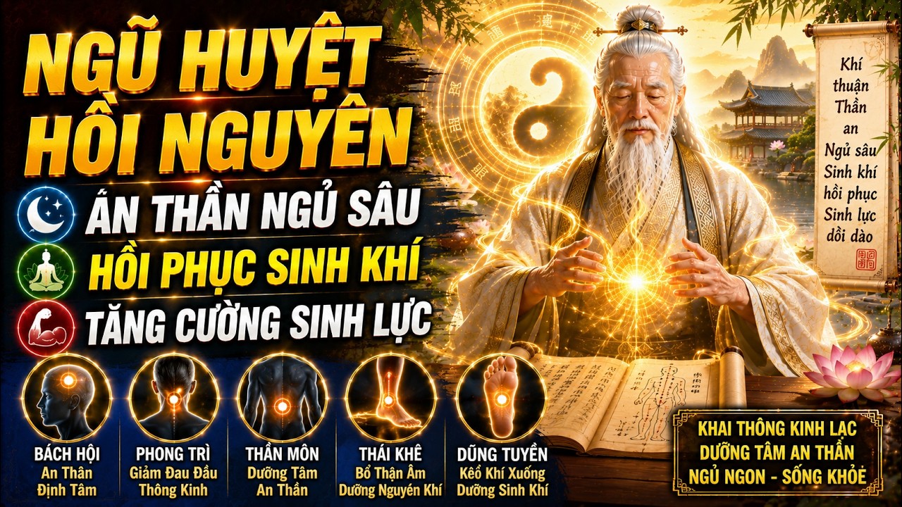 BÍ THUẬT CỔ NHÂN: NGŨ HUYỆT HỒI NGUYÊN Trị bách bệnh – Tái sinh cơ thể – Ngủ sâu chỉ sau 5 phút