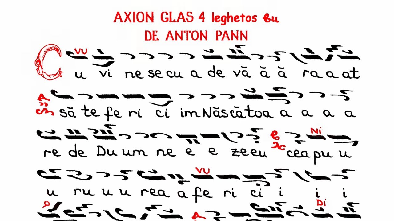 Axion - Cuvine-se cu adevarat, glas 4 leghetos, de Anton Pann