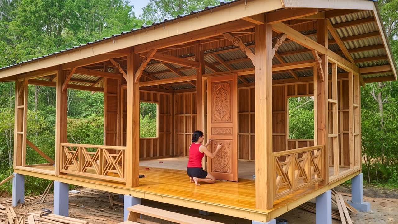 Hard to Believe: A Talented Girl Built a Beautiful Wooden House in the Forest