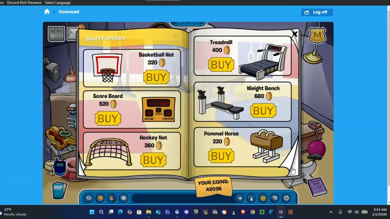 Club Penguin Zero Sport shop + Nothing Else Feb 1/2 2026