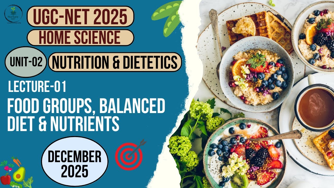 UGC-NET Home Science| Unit-2 Nutrition & Dietetics |Lecture-01 Food Groups, Balanced Diet & Nutrient
