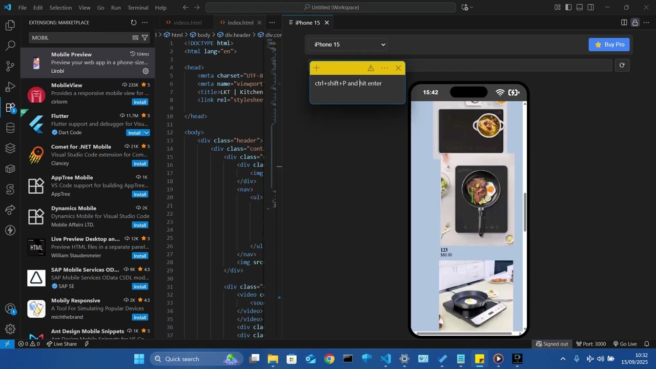 How set mobile preview in Visual studio?  How to Use Mobile View Extension in VS Code?