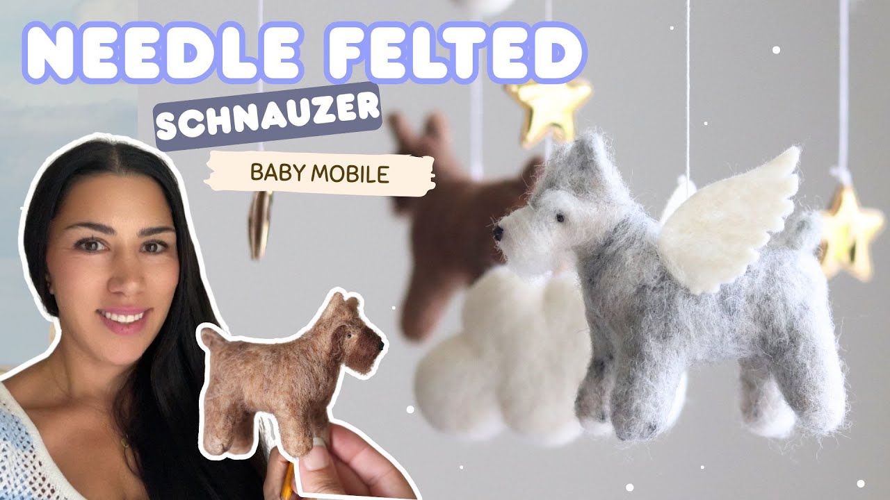 Custom Needle Felted Schnauzer Baby Mobile 🐾 | Handmade Dog Nursery Decor by Small Biz on Etsy!