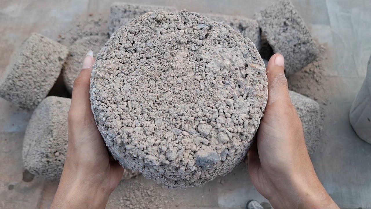 New video Yellow gritty sand clay pot&Floor crumbling satisfying