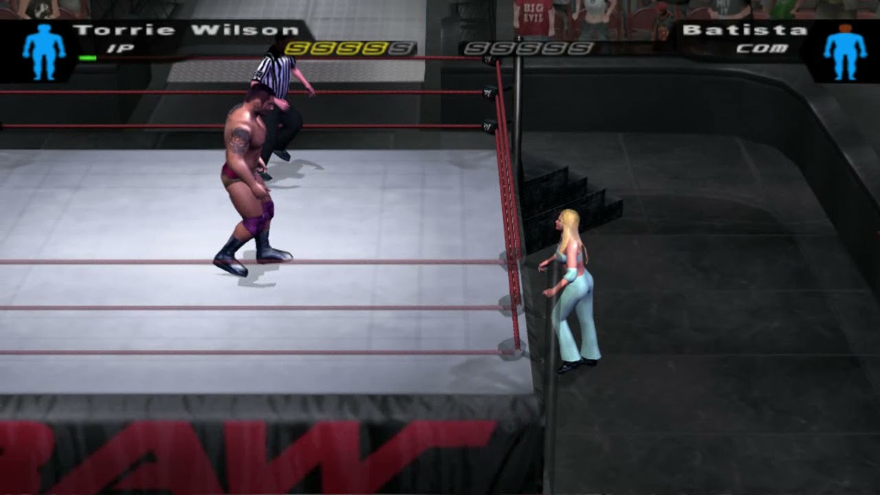 Batista v Torrie Wilson - WWE Raw - Tables Match - Here Comes the Pain - HCTP PS2 Game