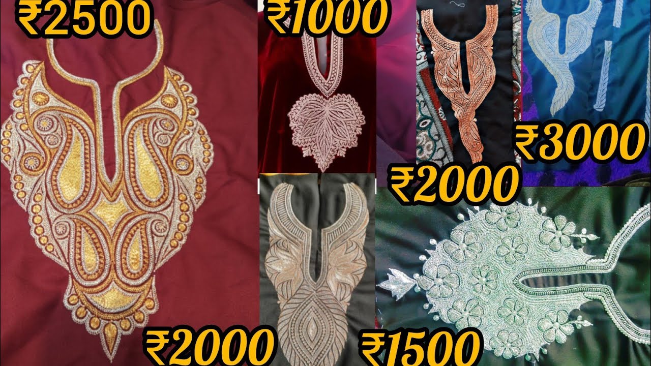 Hand tilla work patches for pherans 🪡dm 7006135766kashmiri hand embroidery design rates are mentione