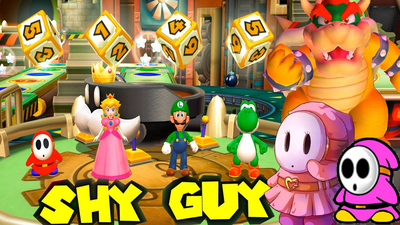Mario Party 9 Bob-omb Factory - Shy Guy vs Peach vs Luigi vs Yoshi Gameplay | MarioGame